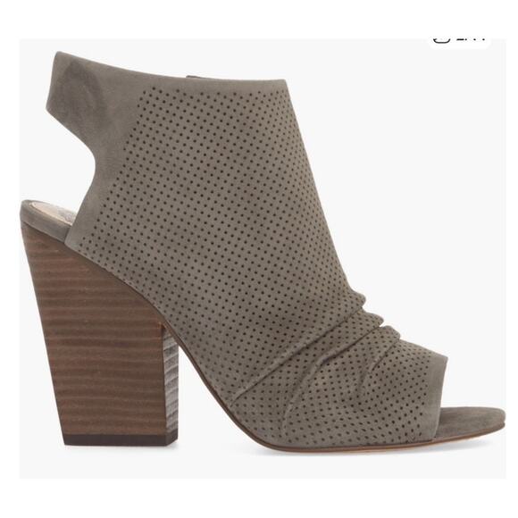 Vince Camuto Kentvi Perforated Leather Greystone Peep Toe Heeled Ankle Bootie, 8 - Picture 2 of 8